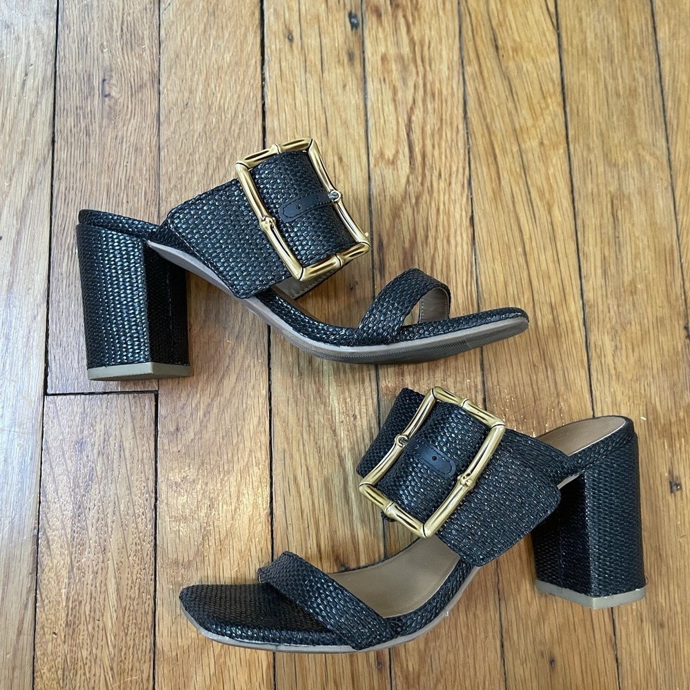 Universal Thread Women's 6 Black Bristol Mule Heels Buckle 3" Block Heel Casual